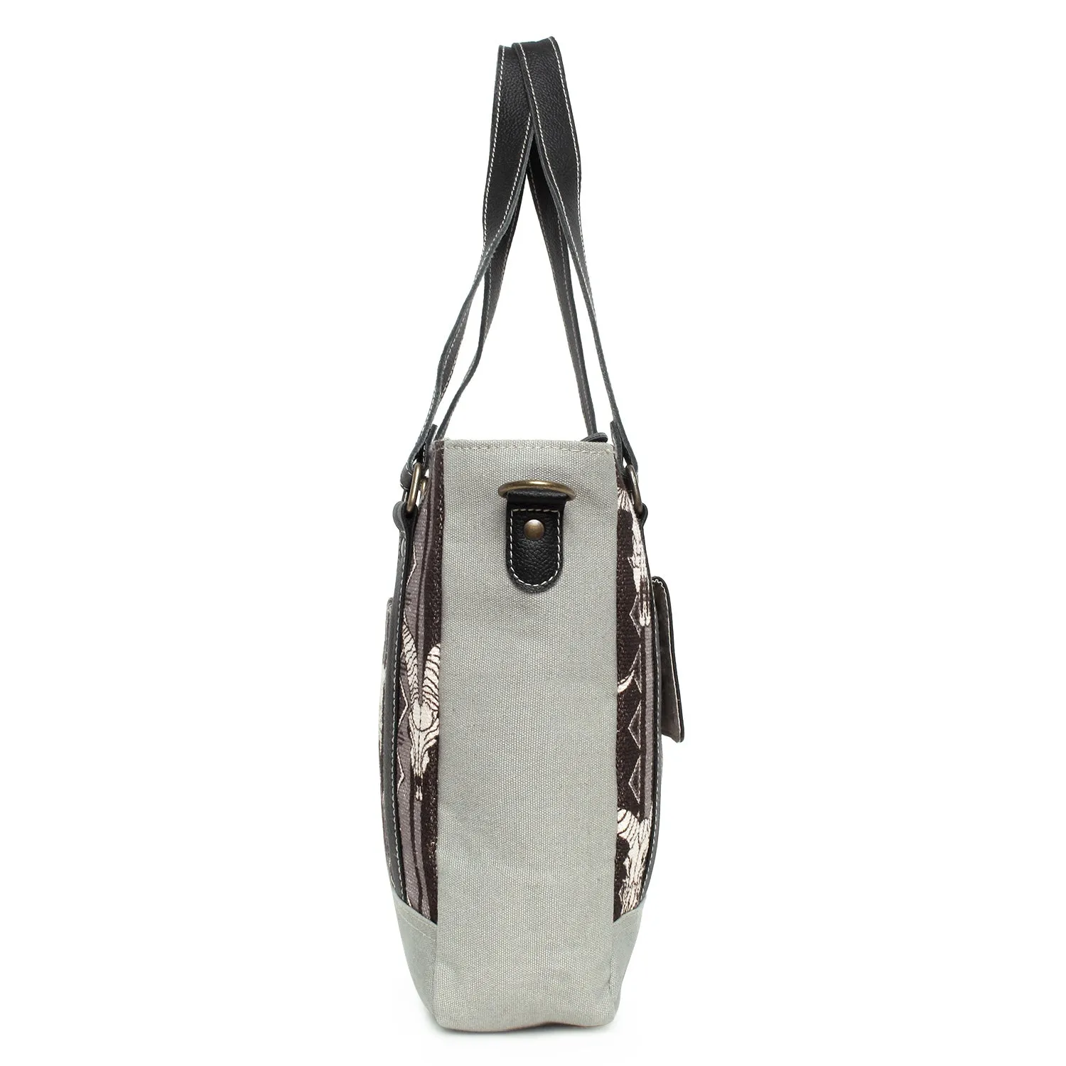 Sixtease Up-cycled Canvas Functional Tote Bag: Sustainable Style, Urban Versatility, Perfect for Effortless Everyday Adventures! - (SB-4140)