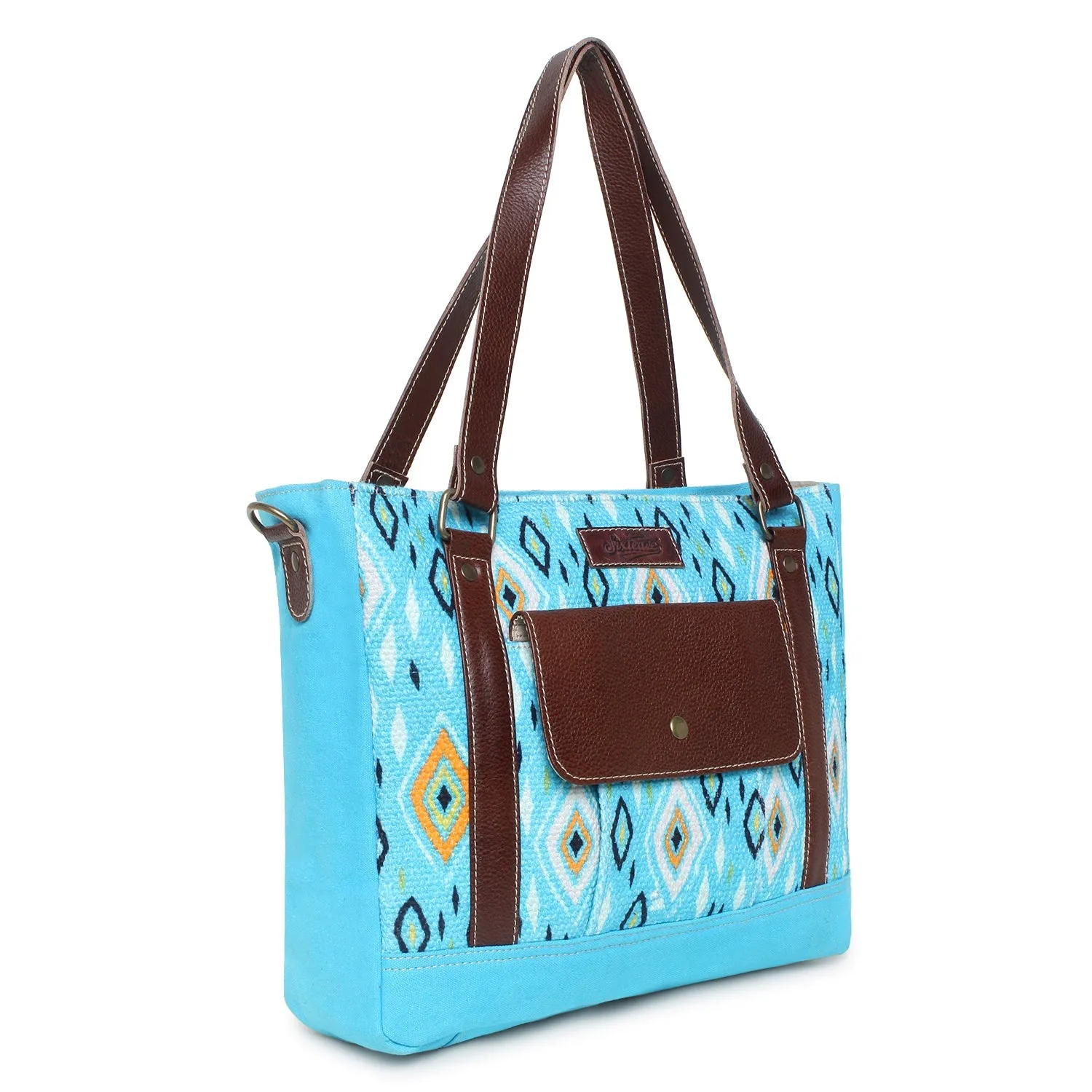 Sixtease Up-cycled Canvas Functional Tote Bag: Sustainable Style, Urban Versatility, Perfect for Effortless Everyday Adventures! - (SB-4197)