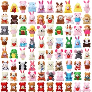 Skylety 80 Pieces Mini Stuffed Animal Toys Small Animal Plush Keychains Stuffed Jungle Toys Set for Kids Birthday Party Goody Filler Bags Favors Stocking Stuffers Carnival Prizes Valentine Gifts