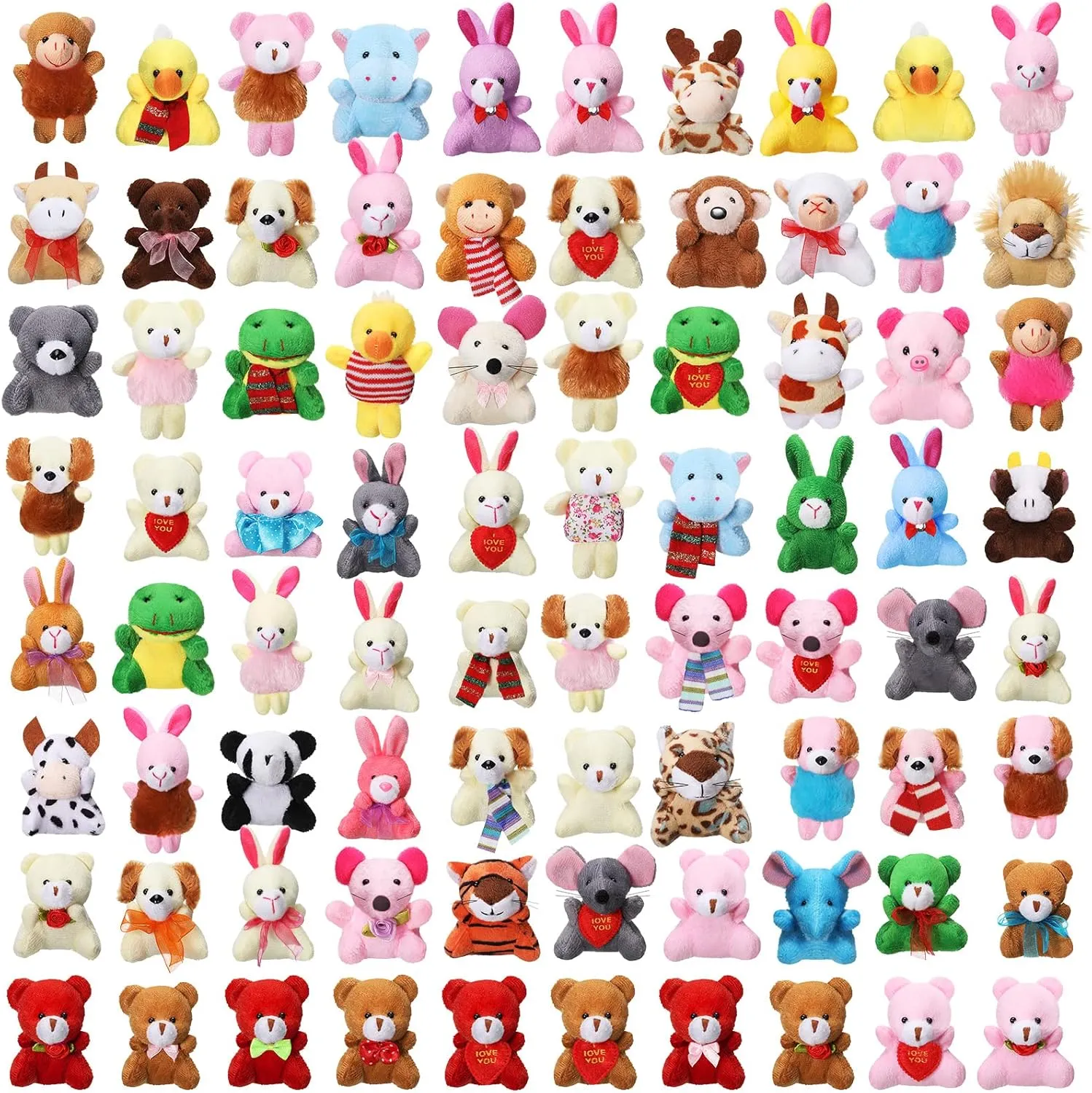 Skylety 80 Pieces Mini Stuffed Animal Toys Small Animal Plush Keychains Stuffed Jungle Toys Set for Kids Birthday Party Goody Filler Bags Favors Stocking Stuffers Carnival Prizes Valentine Gifts