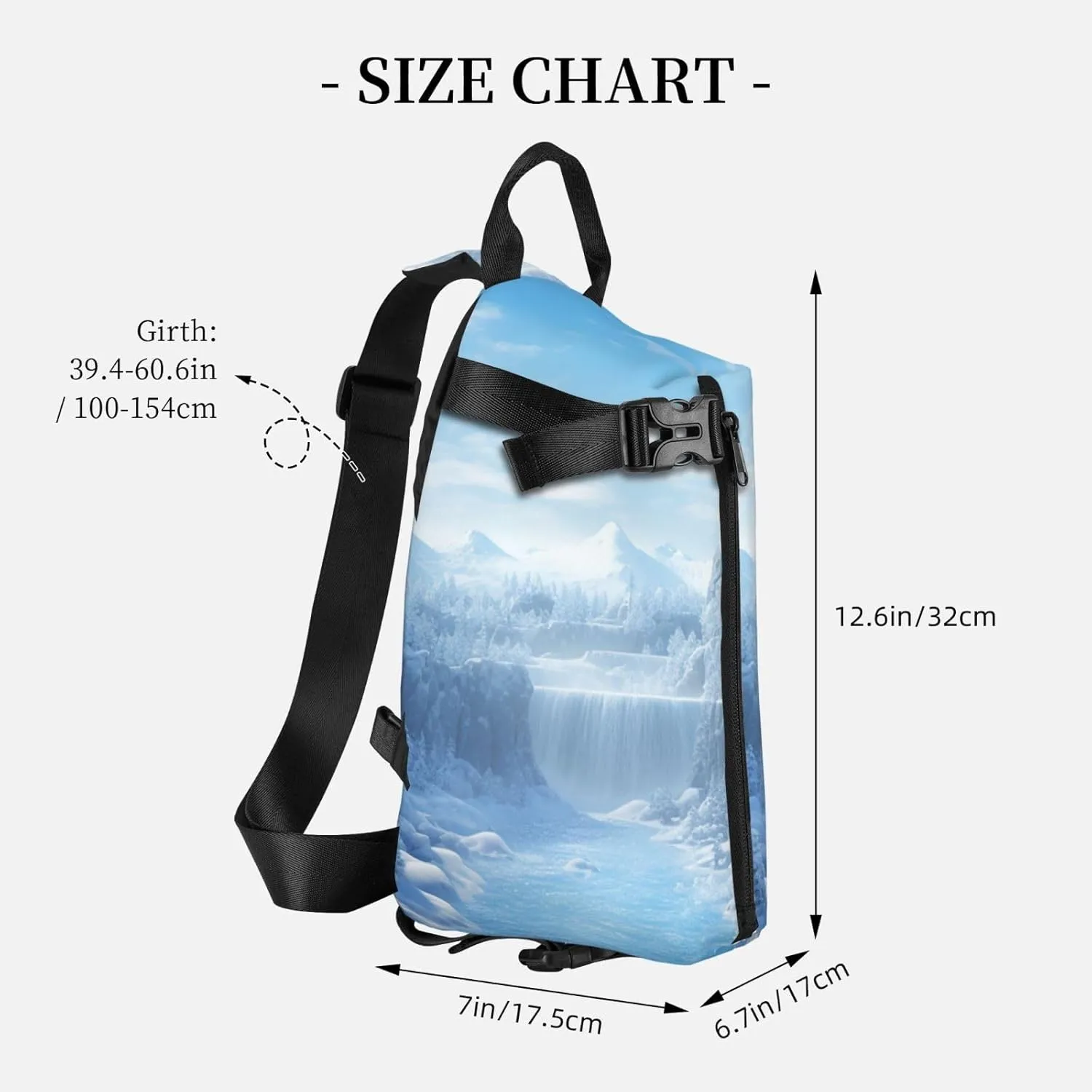 Sling Bag Crossbody Backpack for Men Women Snow Ice World Chest Bag Crossbody Bag for Travel Sport Running