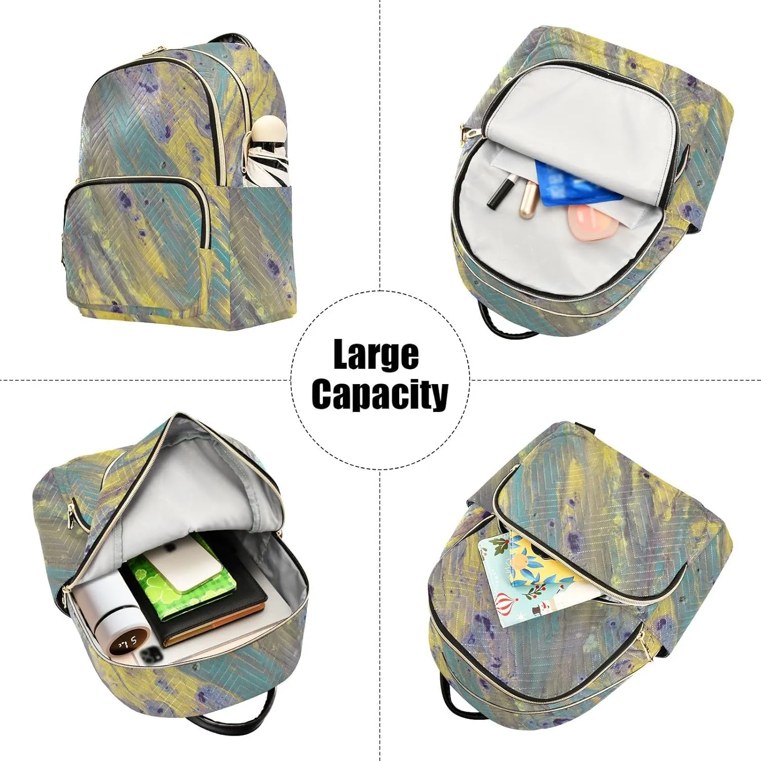 Small Backpack for Women Quilted Backpack Fashion Shoulder Bag Casual Daypack with Leather Carrying Handle(Pattren 3)