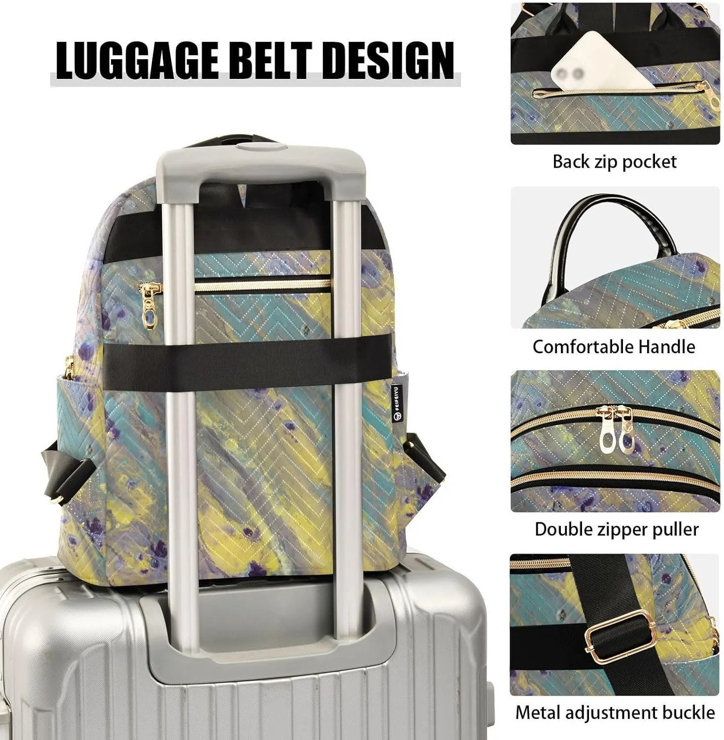 Small Backpack for Women Quilted Backpack Fashion Shoulder Bag Casual Daypack with Leather Carrying Handle(Pattren 3)