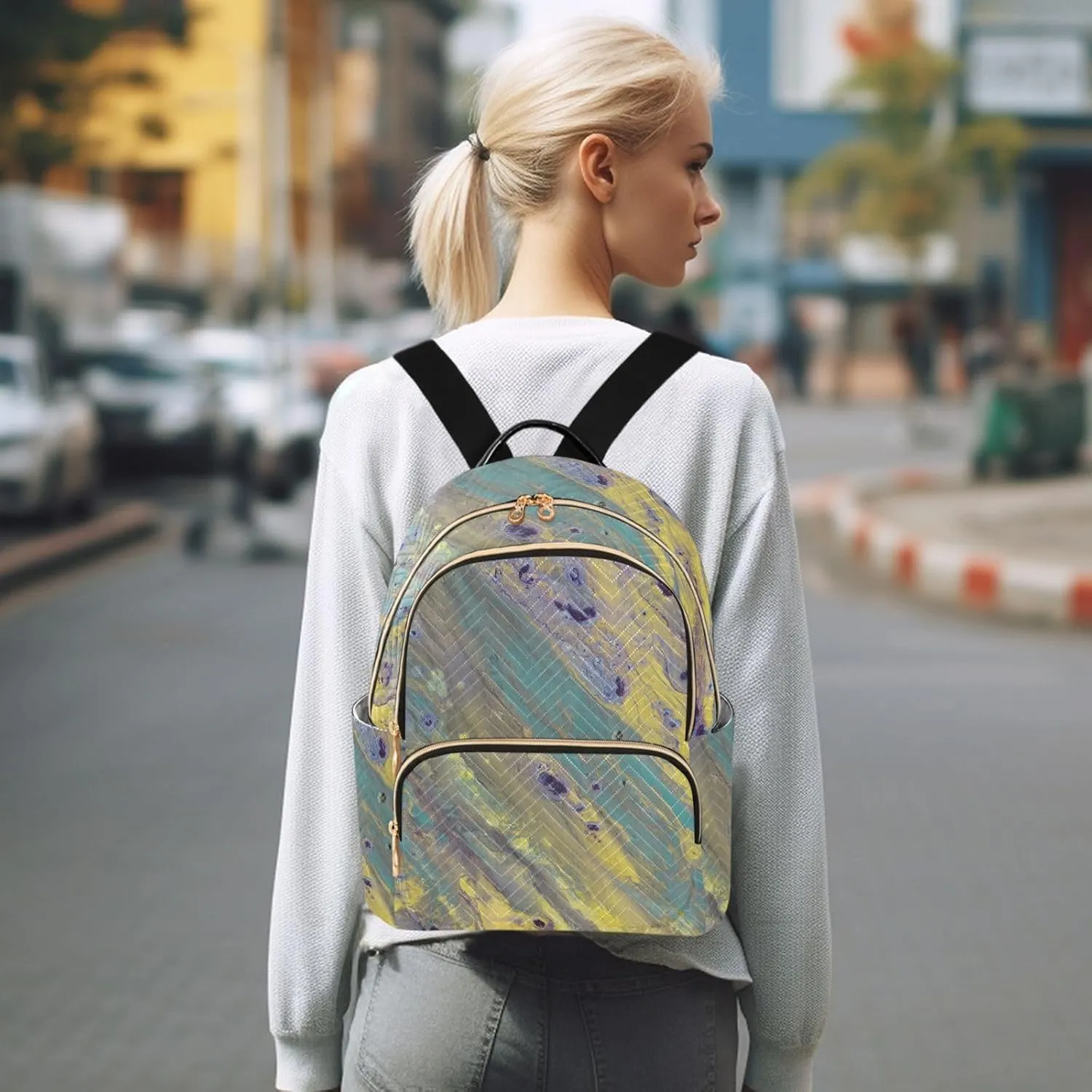 Small Backpack for Women Quilted Backpack Fashion Shoulder Bag Casual Daypack with Leather Carrying Handle(Pattren 3)