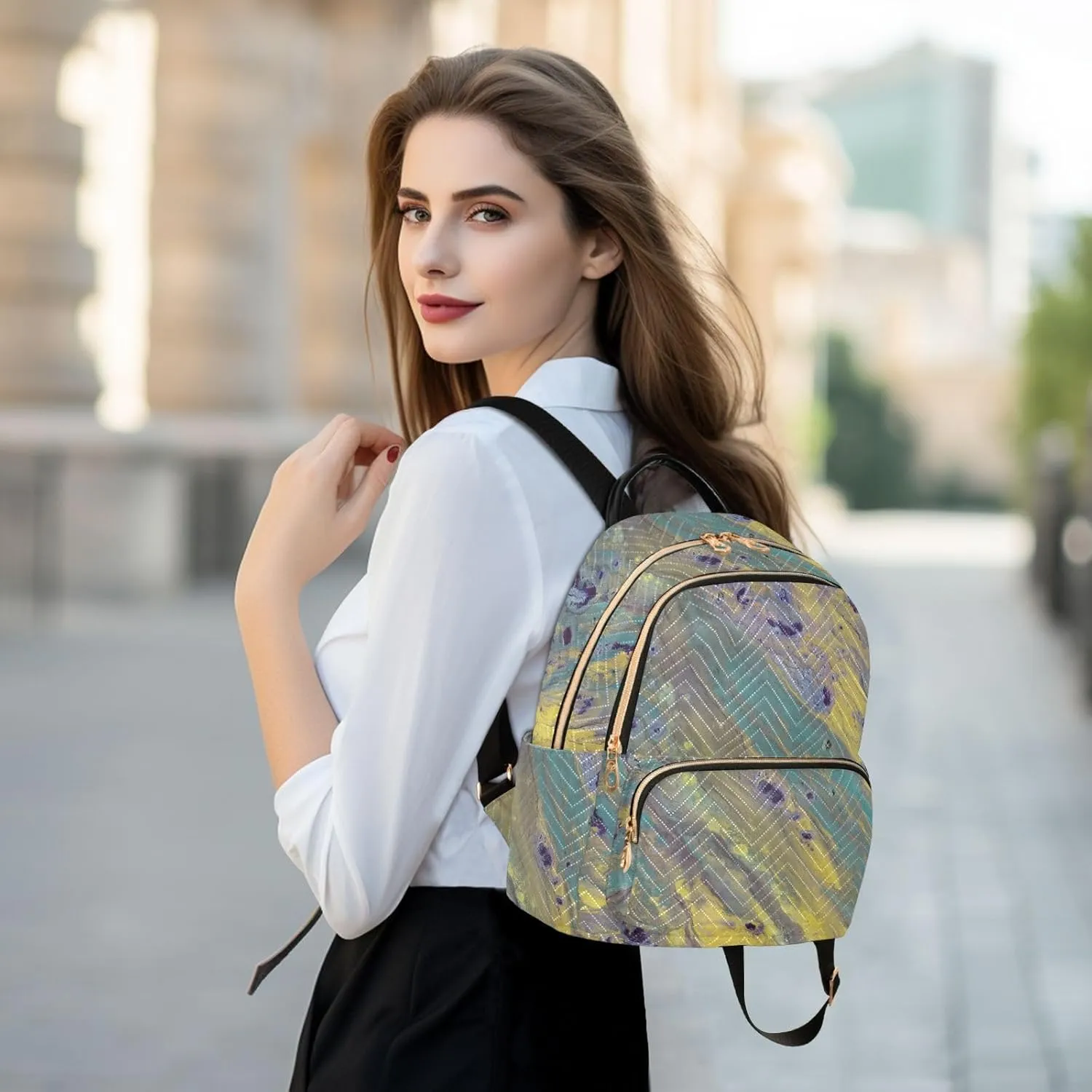 Small Backpack for Women Quilted Backpack Fashion Shoulder Bag Casual Daypack with Leather Carrying Handle(Pattren 3)