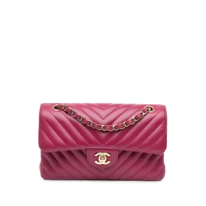 Small Classic Chevron Lambskin Double Flap