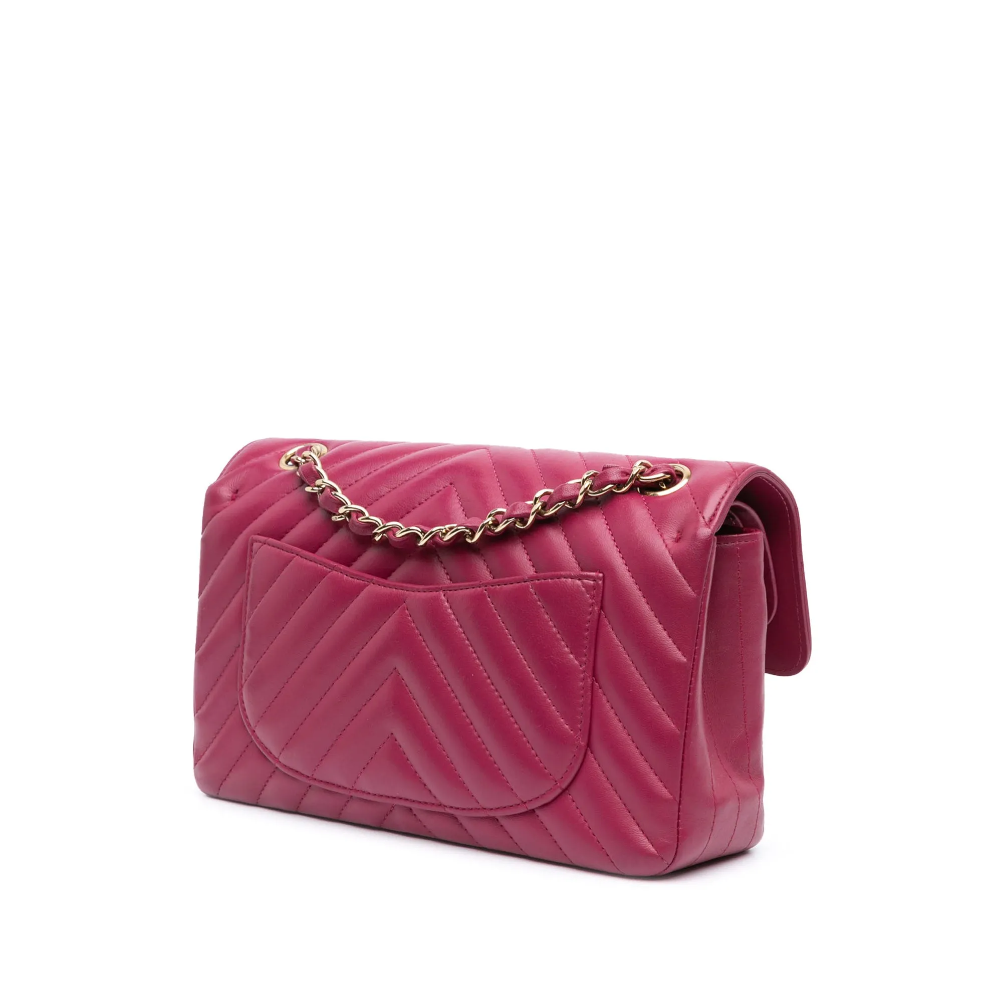 Small Classic Chevron Lambskin Double Flap