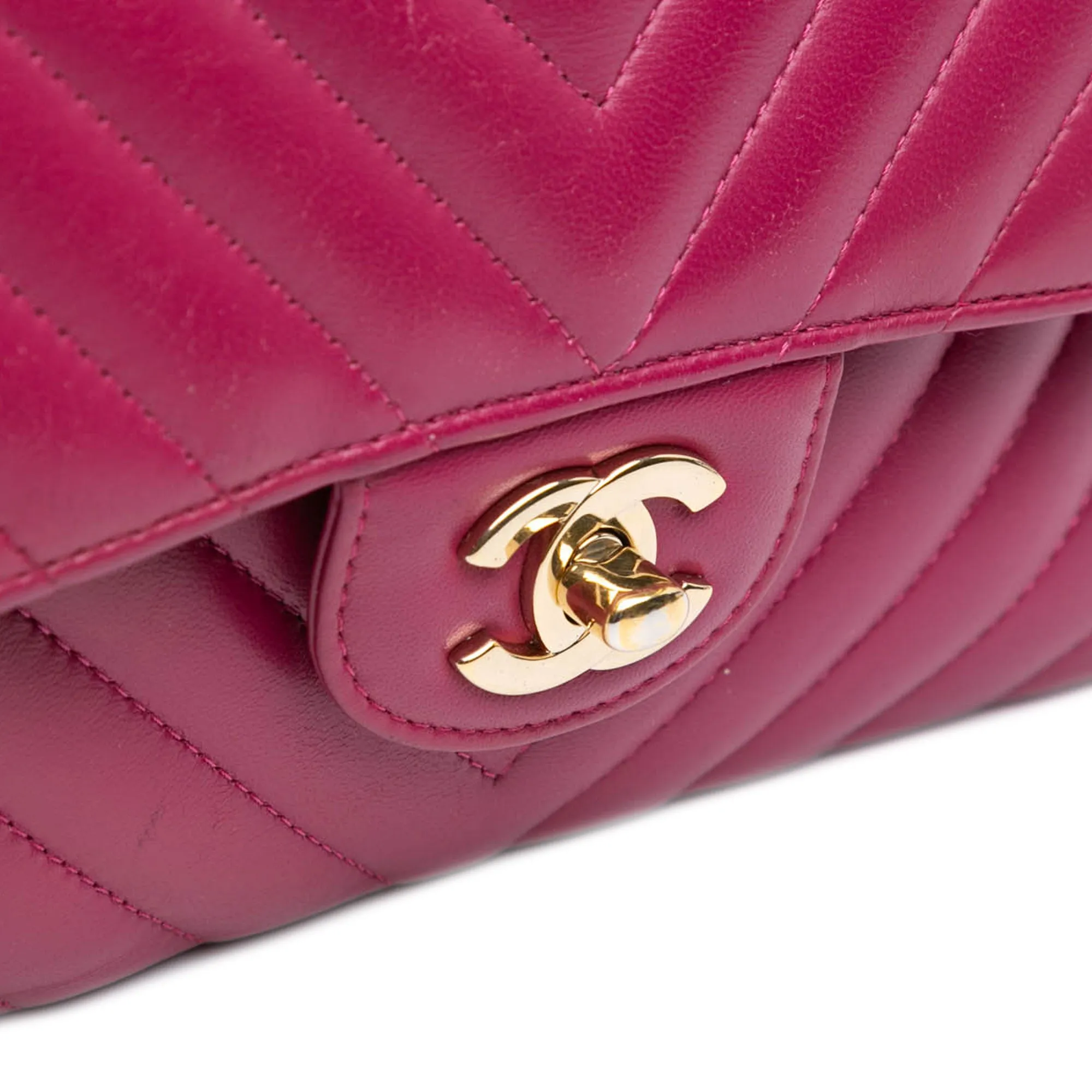 Small Classic Chevron Lambskin Double Flap