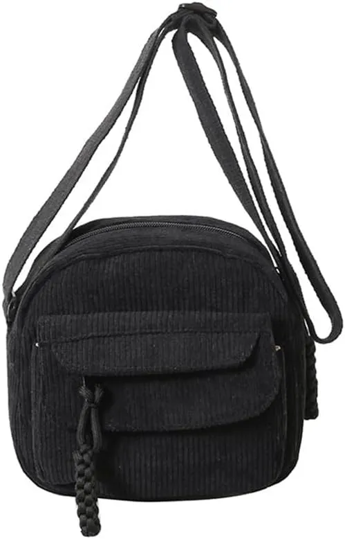 Small Corduroy Crossbody Bag Multi Pockets Hobo Satchel Handbag Mini Casual Corduroy Shoulder Mobile Phone Purse