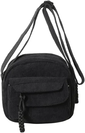 Small Corduroy Crossbody Bag Multi Pockets Hobo Satchel Handbag Mini Casual Corduroy Shoulder Mobile Phone Purse