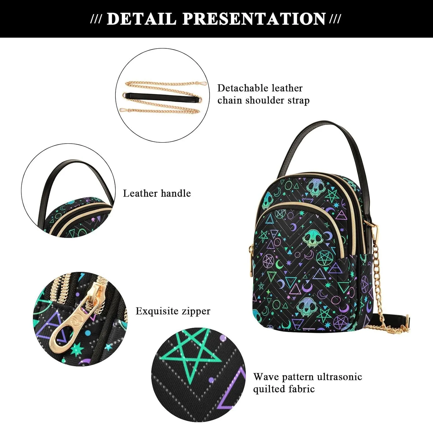 Small Cross body Bags for Women Quilted Crossbody Cell Phone Shoulder Purse Handbags Wallet Detachable Chain Bag