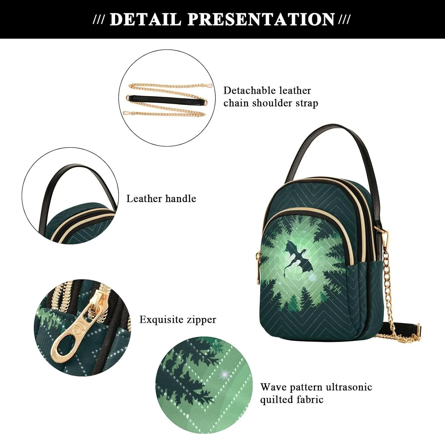 Small Cross body Bags for Women Quilted Crossbody Cell Phone Shoulder Purse Handbags Wallet Detachable Chain Bag