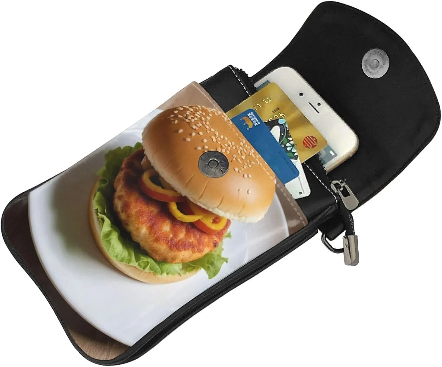 Small Crossbody Bags for Women,Leather Shoulder Bag for Cell Phone Purse with Strap and Dolphins in the sea Printed