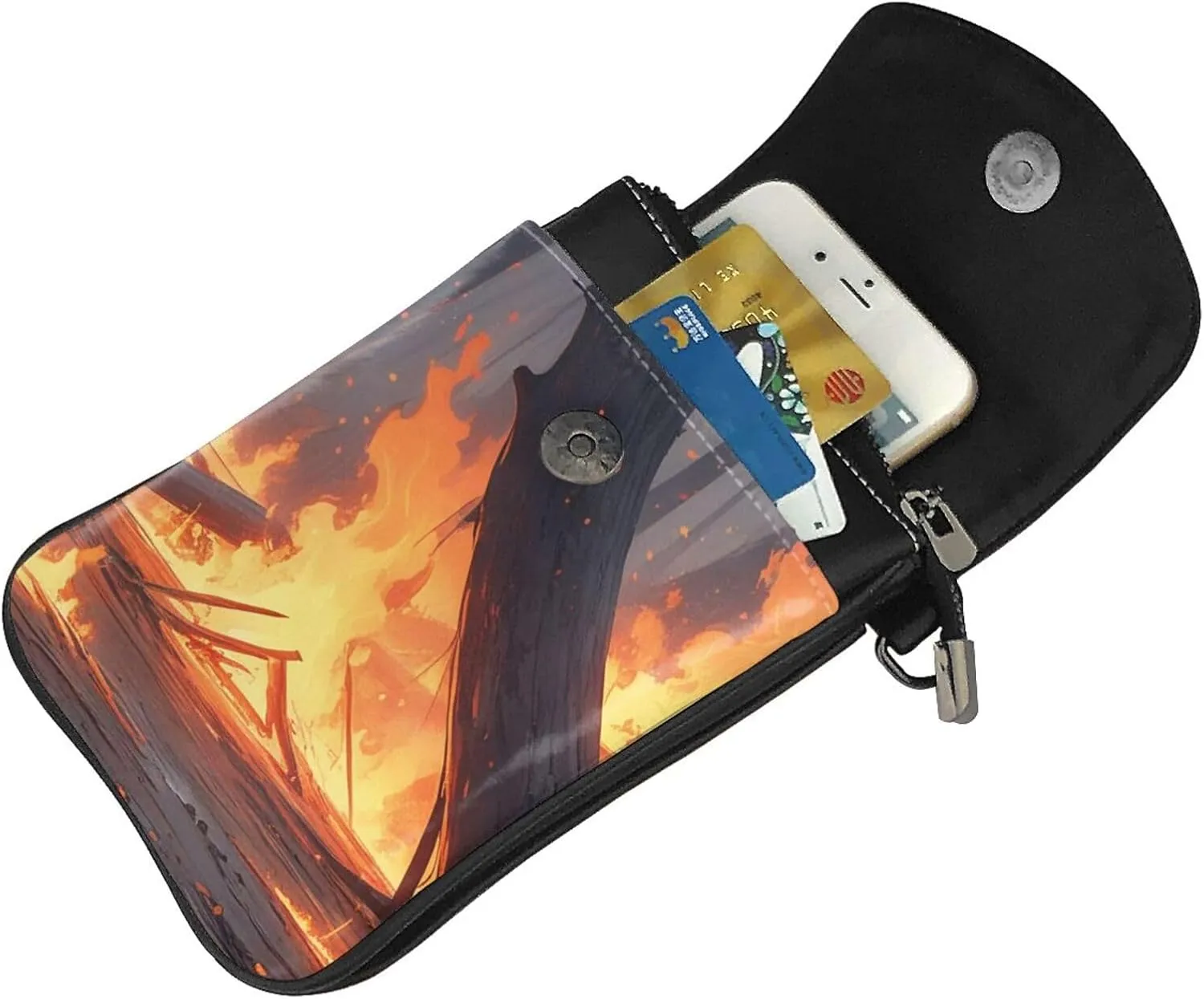Small Crossbody Bags for Women,Leather Shoulder Bag for Cell Phone Purse with Strap and Gold Bling Printed