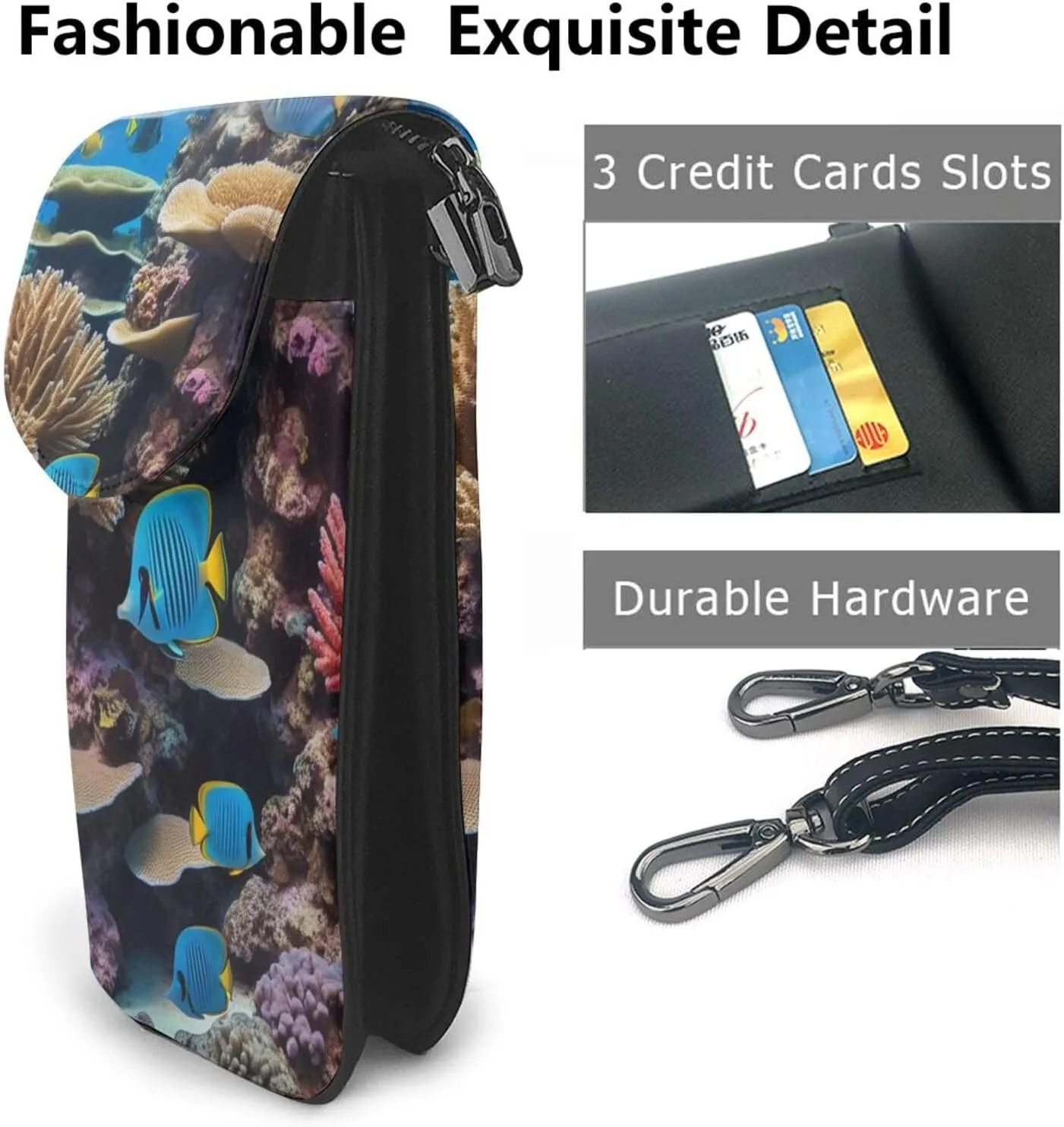Small Crossbody Bags for Women,Leather Shoulder Bag for Cell Phone Purse with Strap and Wooden Bridge Printed