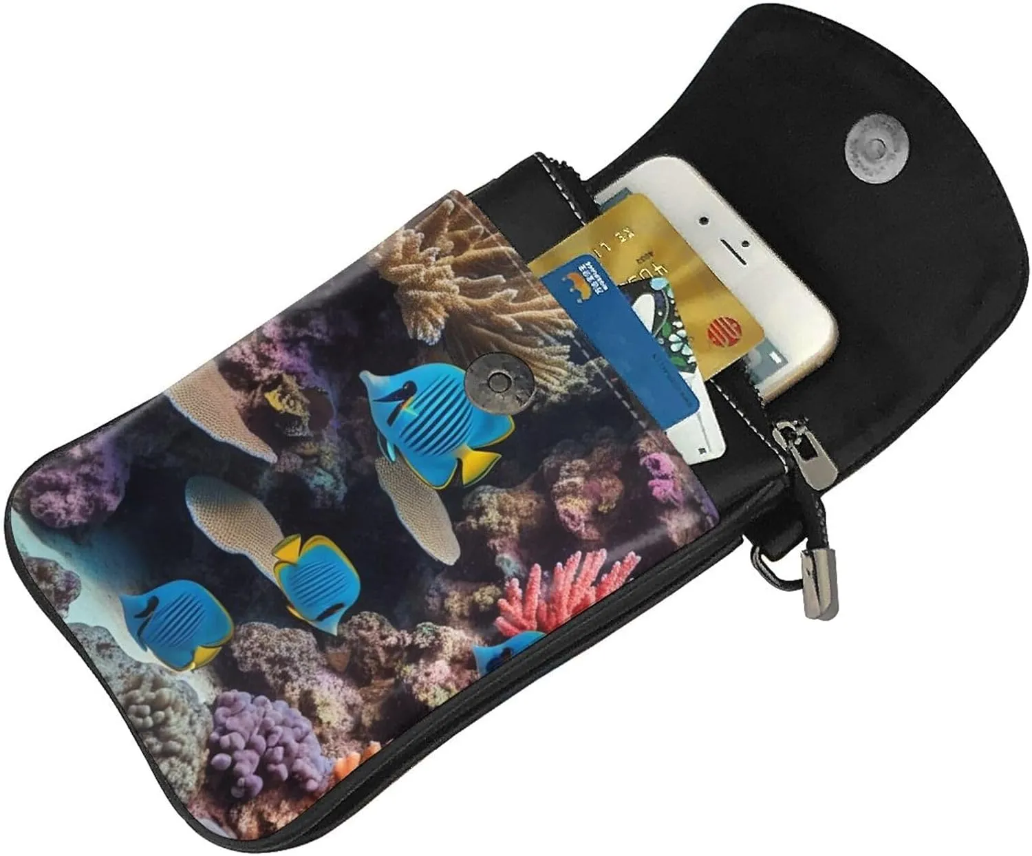Small Crossbody Bags for Women,Leather Shoulder Bag for Cell Phone Purse with Strap and Wooden Bridge Printed