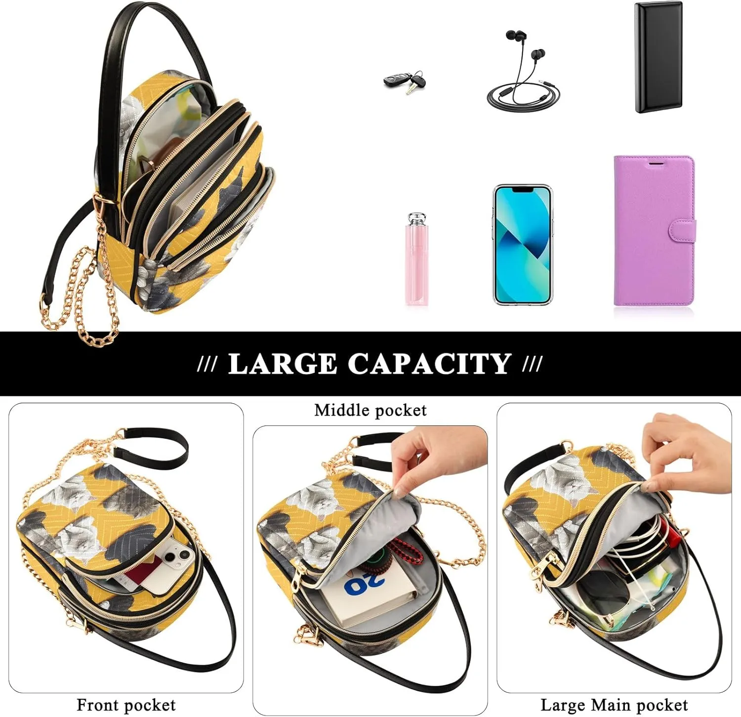 Small Handbag Crossbody Bag for Women Quilted Bags Shoulder Purse Phone Wallet Chain Bag