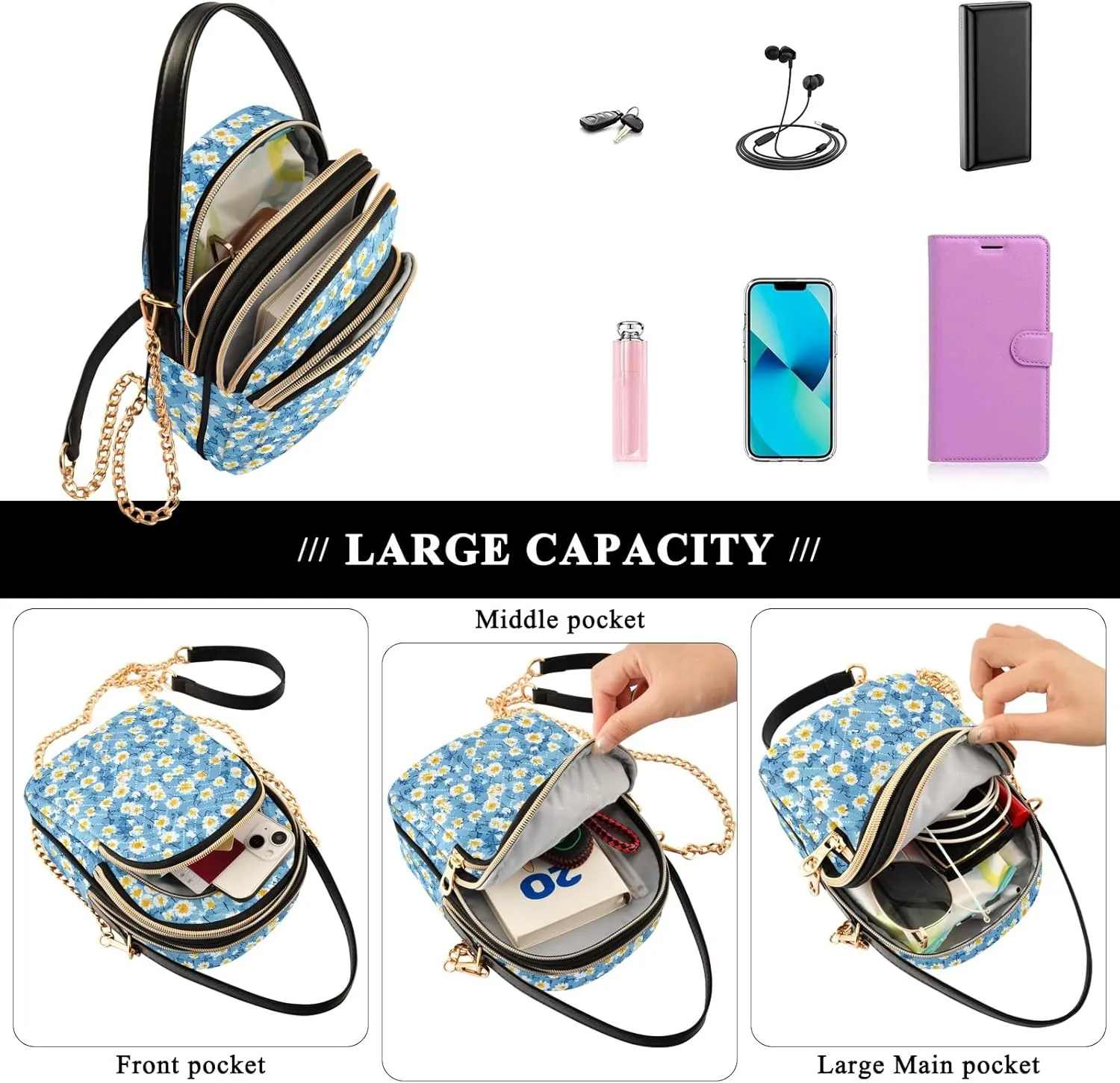 Small Handbag Crossbody Bag for Women Quilted Bags Shoulder Purse Phone Wallet Chain Bag