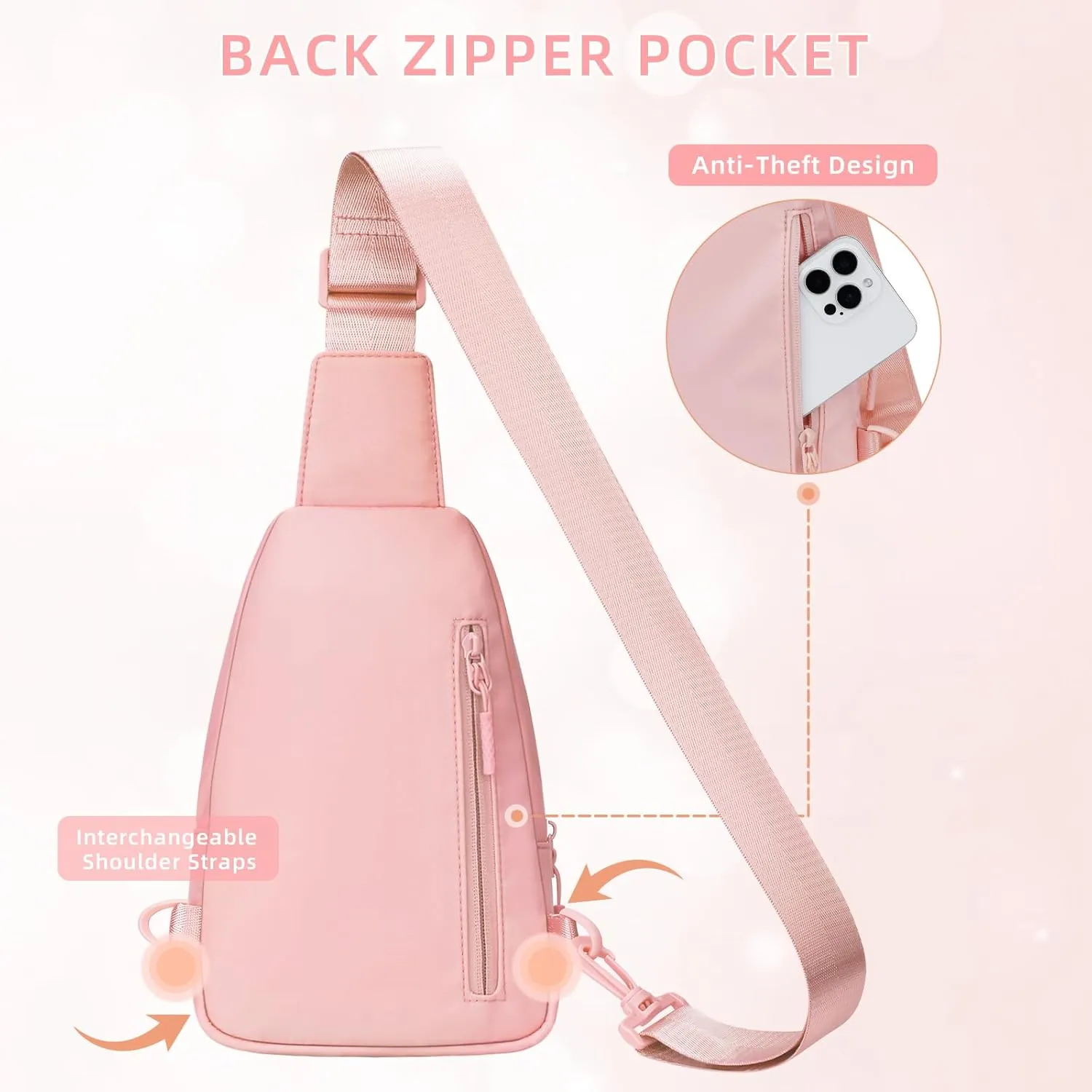 Small Initial Sling Crossbody Bags for Girls Women Fanny Pack Chest Bag Purse Personalized Birthday Gift - Pink - S
