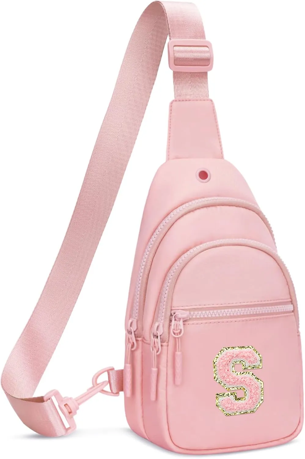 Small Initial Sling Crossbody Bags for Girls Women Fanny Pack Chest Bag Purse Personalized Birthday Gift - Pink - S