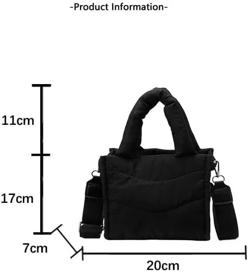 Small Puffer Tote Bag for Women,Quilted Crossbody Bag with Adjustable Strap,Puffy Purse Nylon Shoulder Handbag