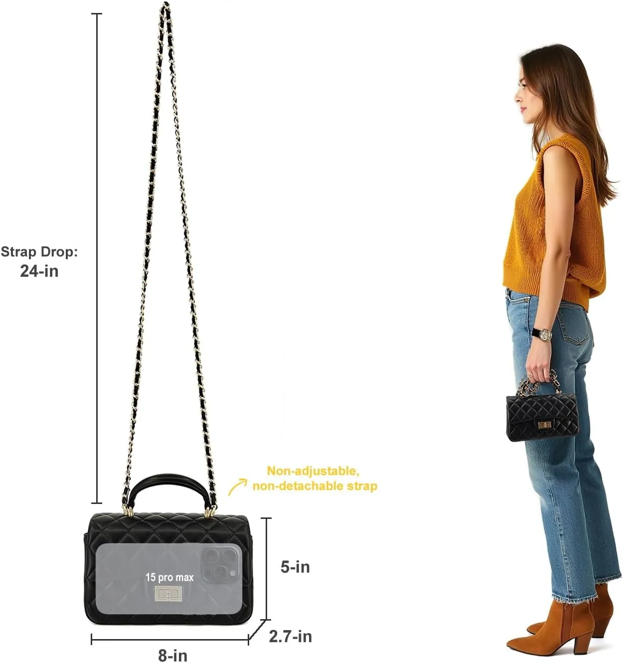 Small Quilted Crossbody Bags for Women, Genuine Leather Shoulder Bag w/Gold Chain Strap, Soft Mini Top Handle Flap Purse