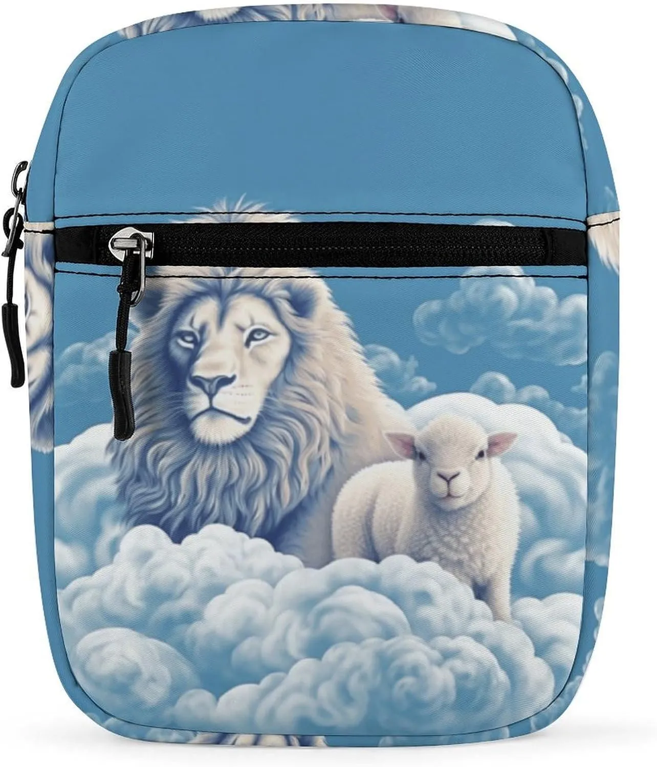 Small Satchel, Lamb with A Lion On The Clouds Print Crossbody Bag Casual Crossbody Bag Detachable Strap Bag Daily Use Satchel Functional Handbag