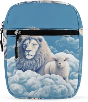 Small Satchel, Lamb with A Lion On The Clouds Print Crossbody Bag Casual Crossbody Bag Detachable Strap Bag Daily Use Satchel Functional Handbag