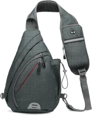 Small Sling Bag Crossbody Hiking Bag 9.36L Shoulder Bag with Headphone Jack, Man Women Crossbody Casual Backpack for Travel, Camping (Dark Grey)
