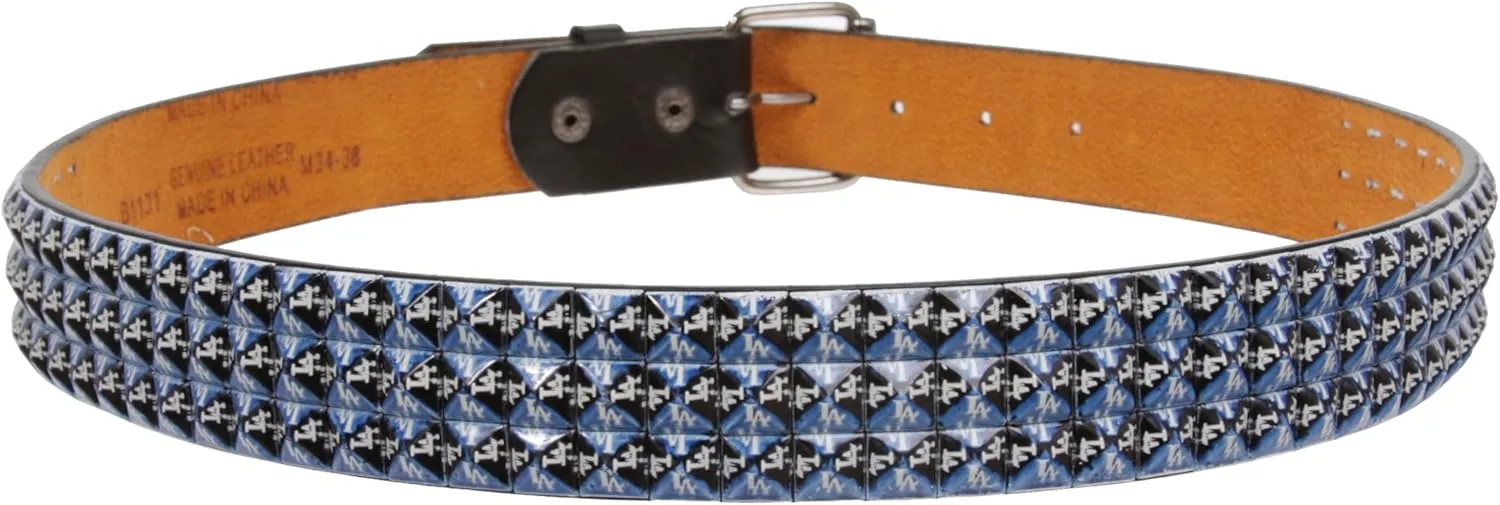 Snap On Punk Rock Star Pyramid Studded Checker Board Leather Belt