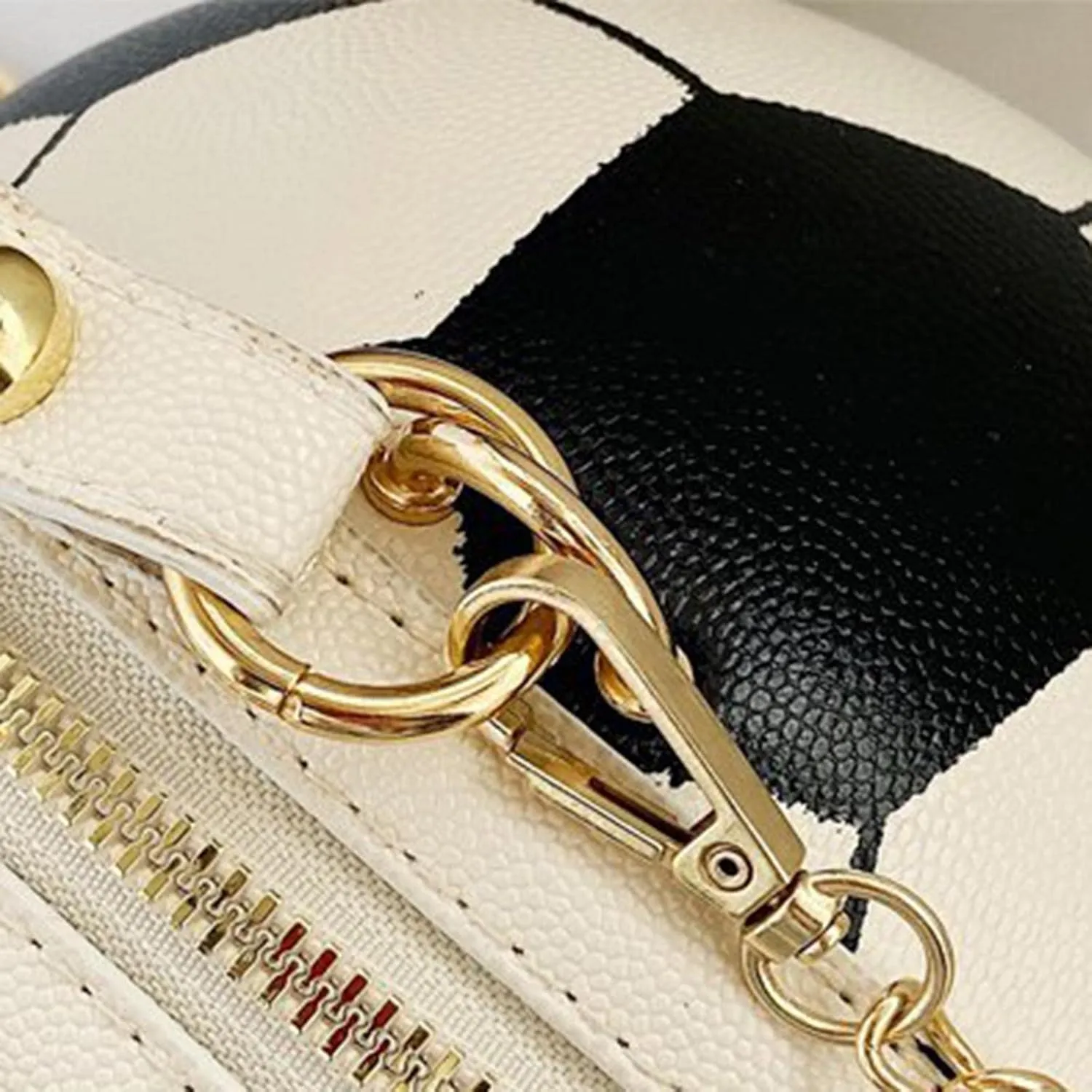 Soccer Ball Inspired Crossbody Bag with Interchangeable Chain Strap