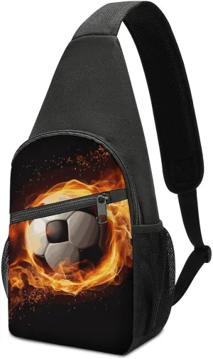 Soccer Flame Sling Bag Travel Sling Backpack Man Purse for Men Hiking Crossbody Bags Chest Bag Shoulder Chest Pack