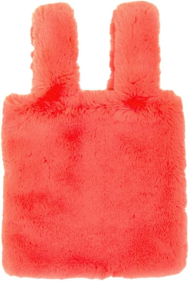 Soft Faux Fur Pull Through Strap Slouchy Wrist Fashion Tote Bag