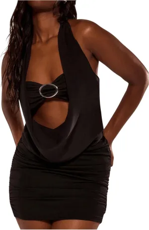 SOLY HUX Women's Cowl Neck Sexy Tops Halter Neck Cutout Slim Fit Tank Top Party Clubwear