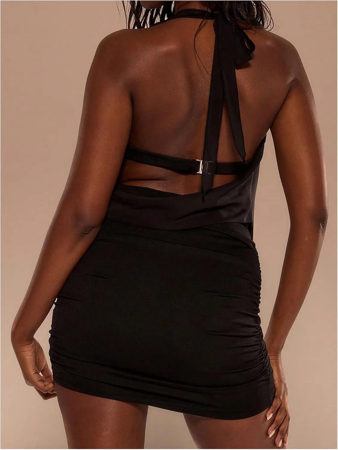 SOLY HUX Women's Cowl Neck Sexy Tops Halter Neck Cutout Slim Fit Tank Top Party Clubwear