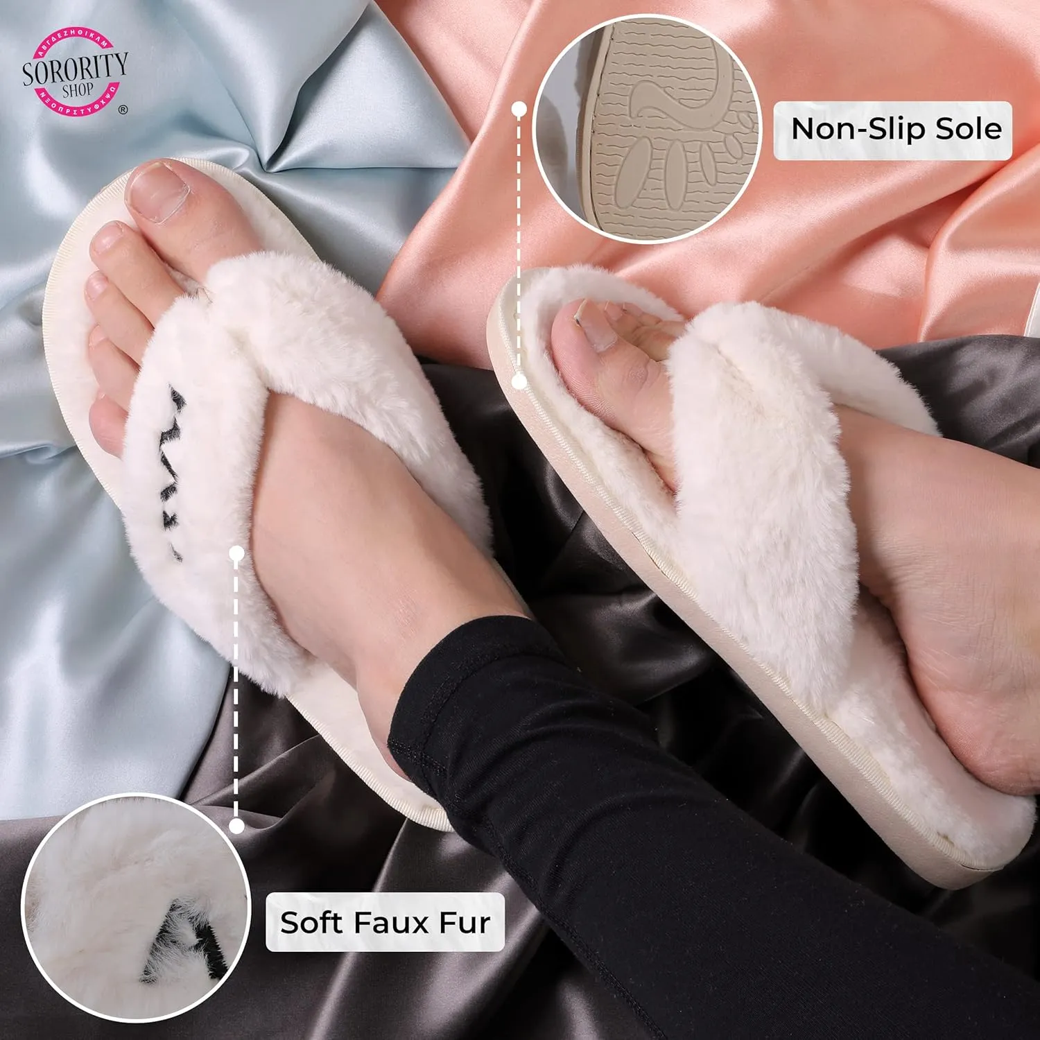 Sorority Shop Kappa Delta Fuzzy Slippers Women