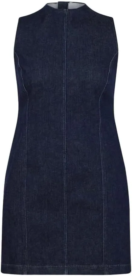 SPANX Women's Rawin Seamed Denim Mini Shift Dress (US, Alpha, X-Small, Regular, Regular, Blue)