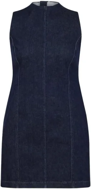 SPANX Women's Rawin Seamed Denim Mini Shift Dress (US, Alpha, X-Small, Regular, Regular, Blue)