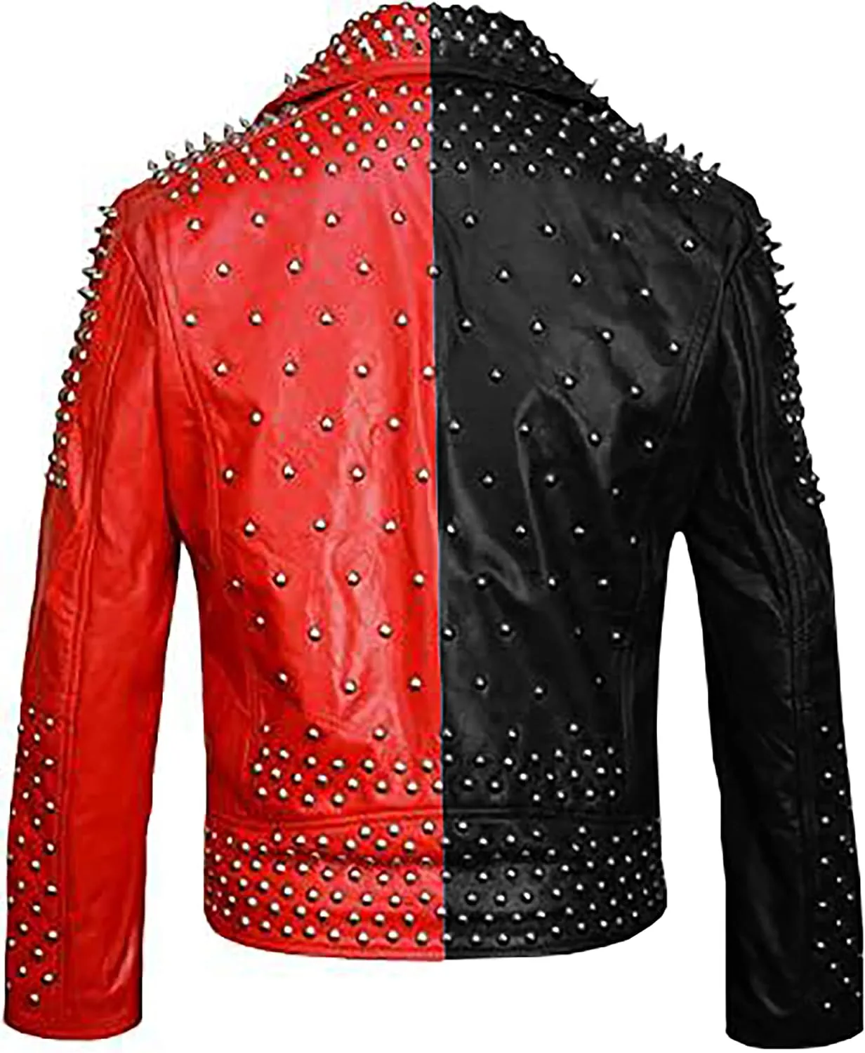 SpazeUp Mens Studded Leather Jacket - Motorcycle Leather Jacket With Spikes - Studded Spiked Leather Jackets Men