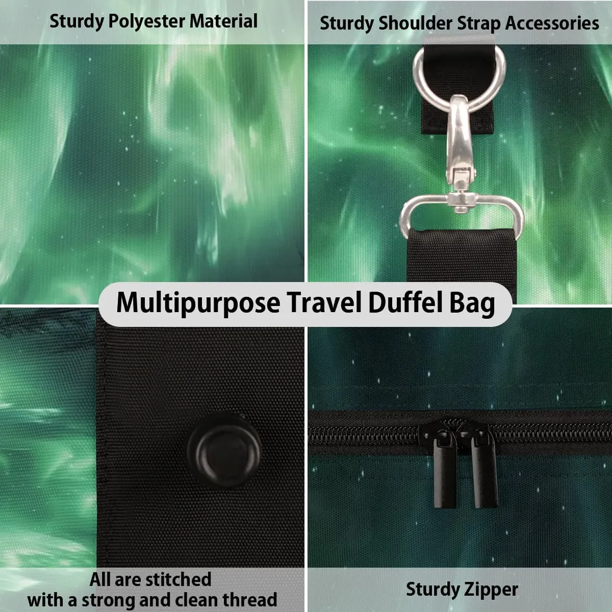Starry Galaxy Travel Duffel Bag for Women Men Waterproof Foldable Overnight Weekender Bag Large Capacity Sports Gym Bag