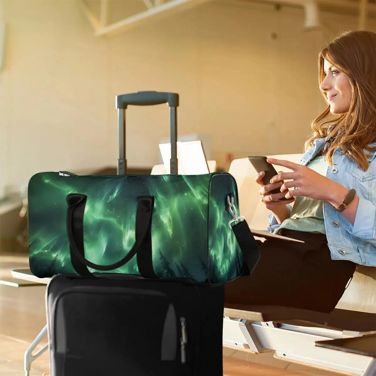 Starry Galaxy Travel Duffel Bag for Women Men Waterproof Foldable Overnight Weekender Bag Large Capacity Sports Gym Bag