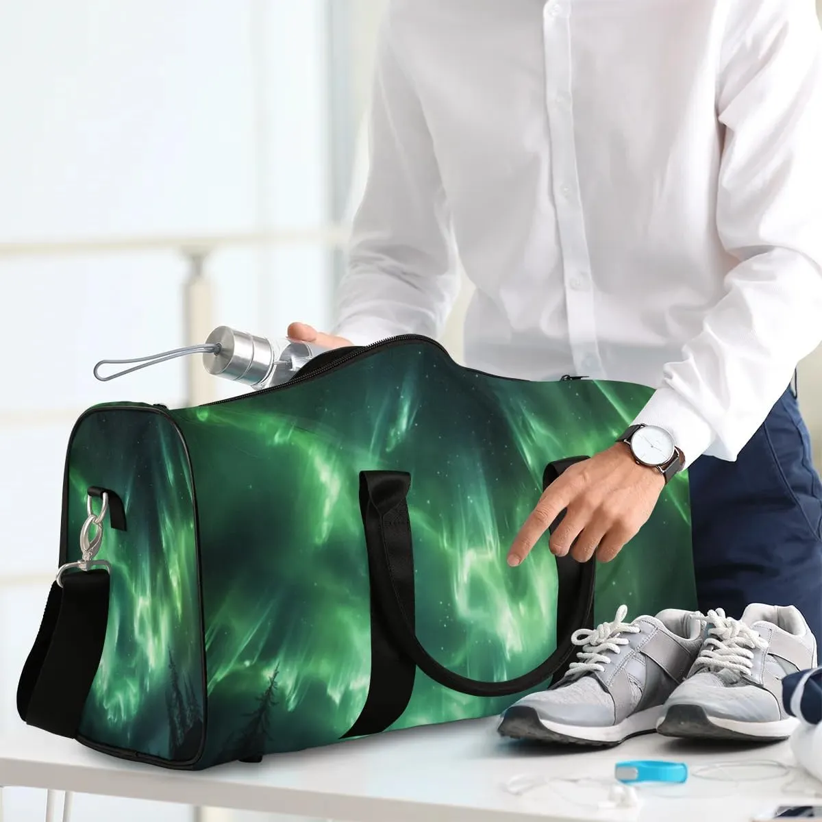 Starry Galaxy Travel Duffel Bag for Women Men Waterproof Foldable Overnight Weekender Bag Large Capacity Sports Gym Bag