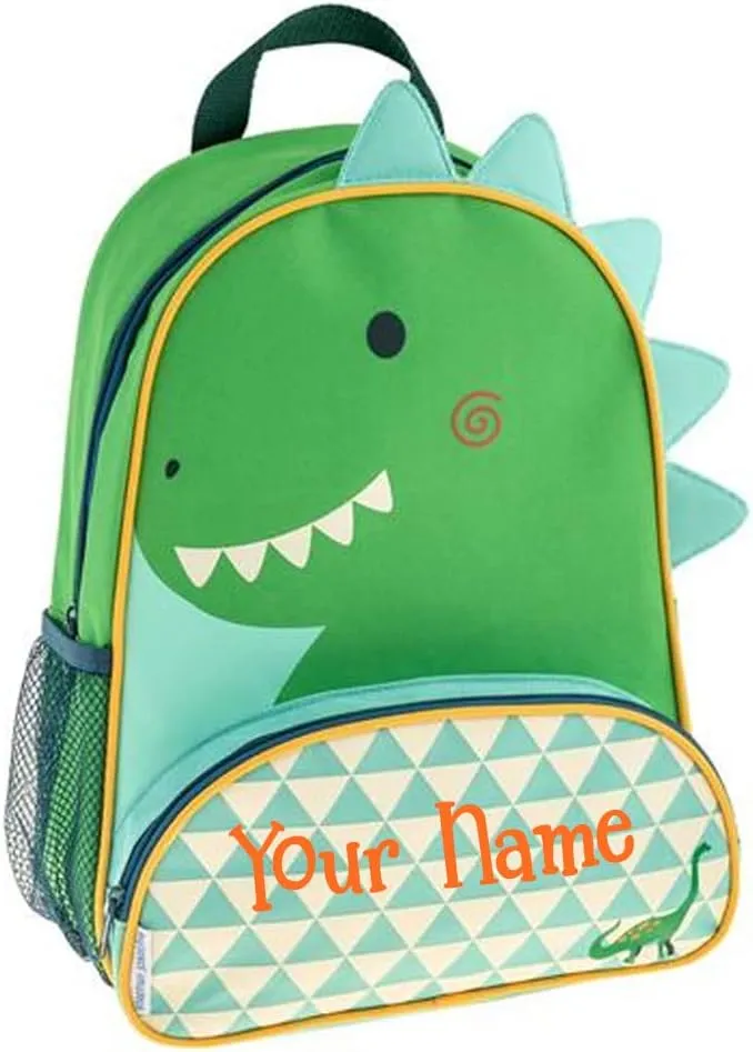 Stephen Joseph Kids Day Bag - Personalized Shoulder Bag - Triangle Dinosaur Sidekick Tote - Back to School Travel Bag with Custom Name