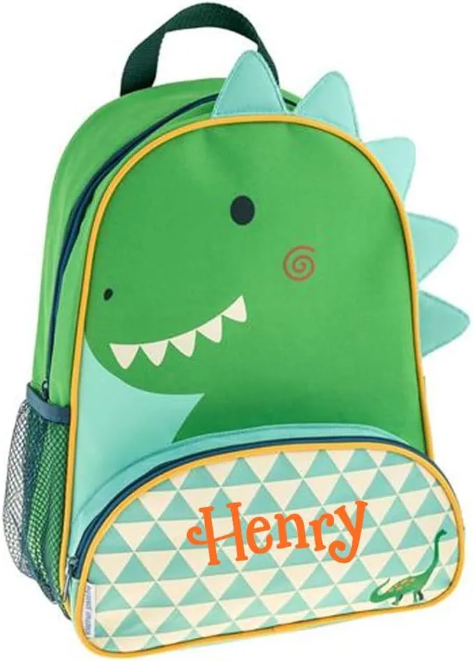 Stephen Joseph Kids Day Bag - Personalized Shoulder Bag - Triangle Dinosaur Sidekick Tote - Back to School Travel Bag with Custom Name