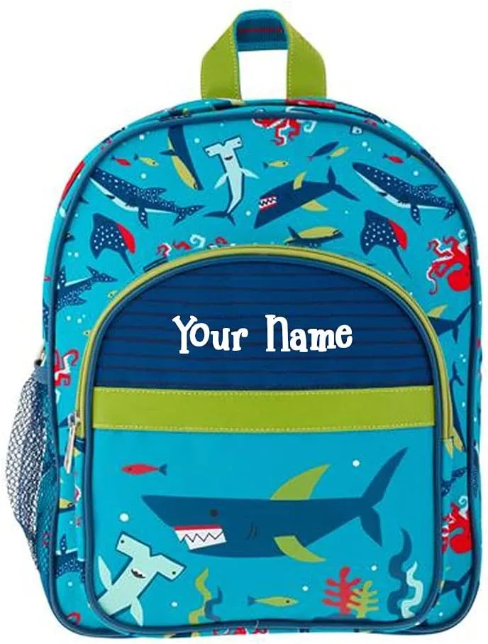 Stephen Joseph Personalized Backpack - Shark Book Bag - Kids Back to School Supplies - Vacation Daypack - Custom Name
