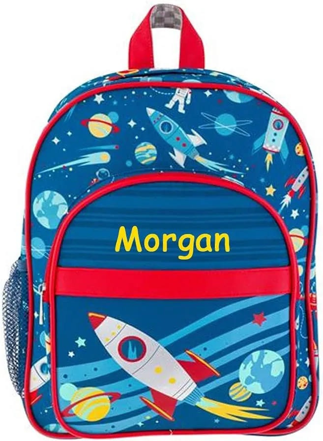 Stephen Joseph Personalized Backpack - Space Ship Book Bag - Kids Back to School Supplies - Vacation Daypack - Custom Name