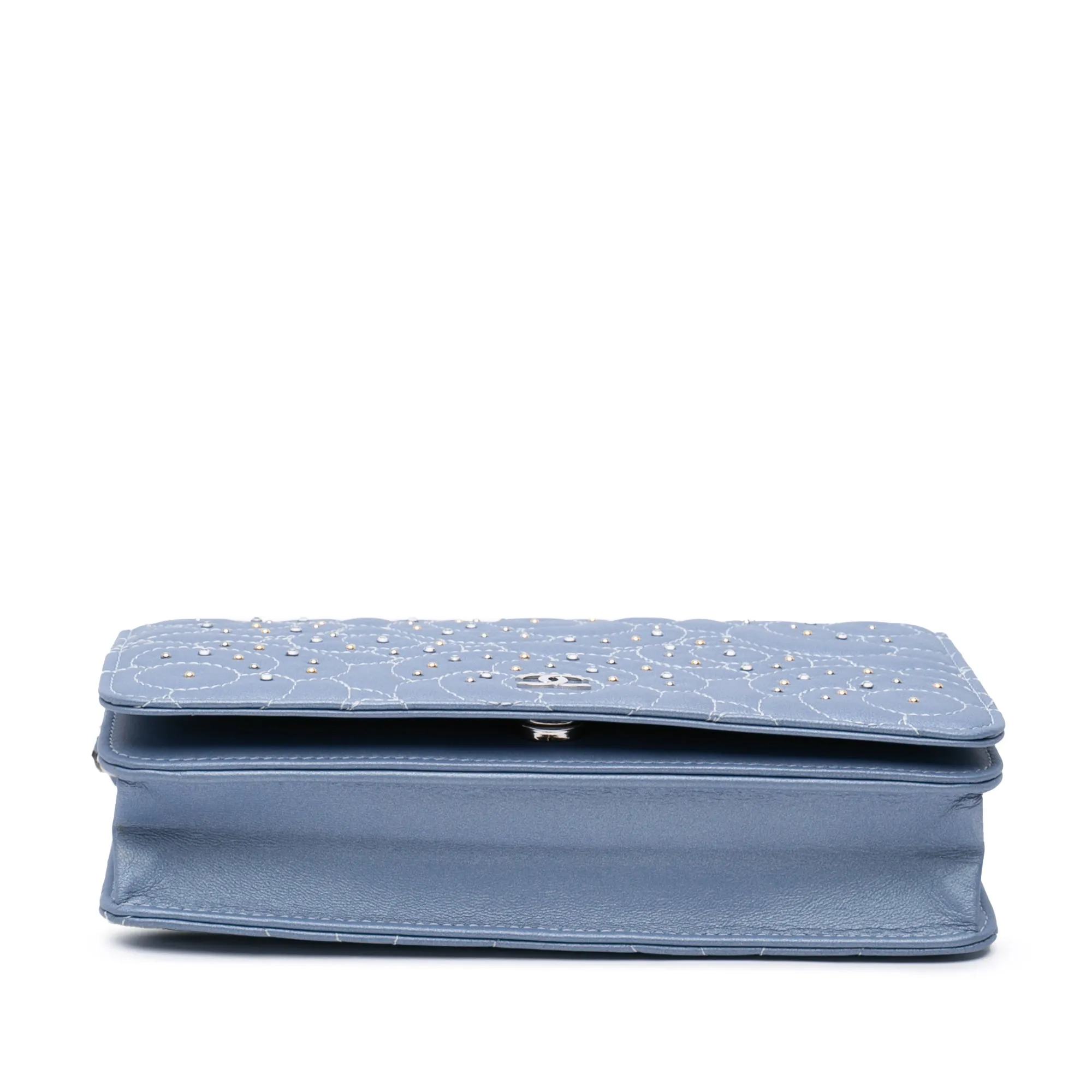Studded Lambskin Camellia Wallet On Chain