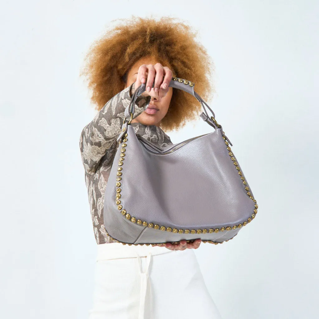 Studded leather tote bag wholesale