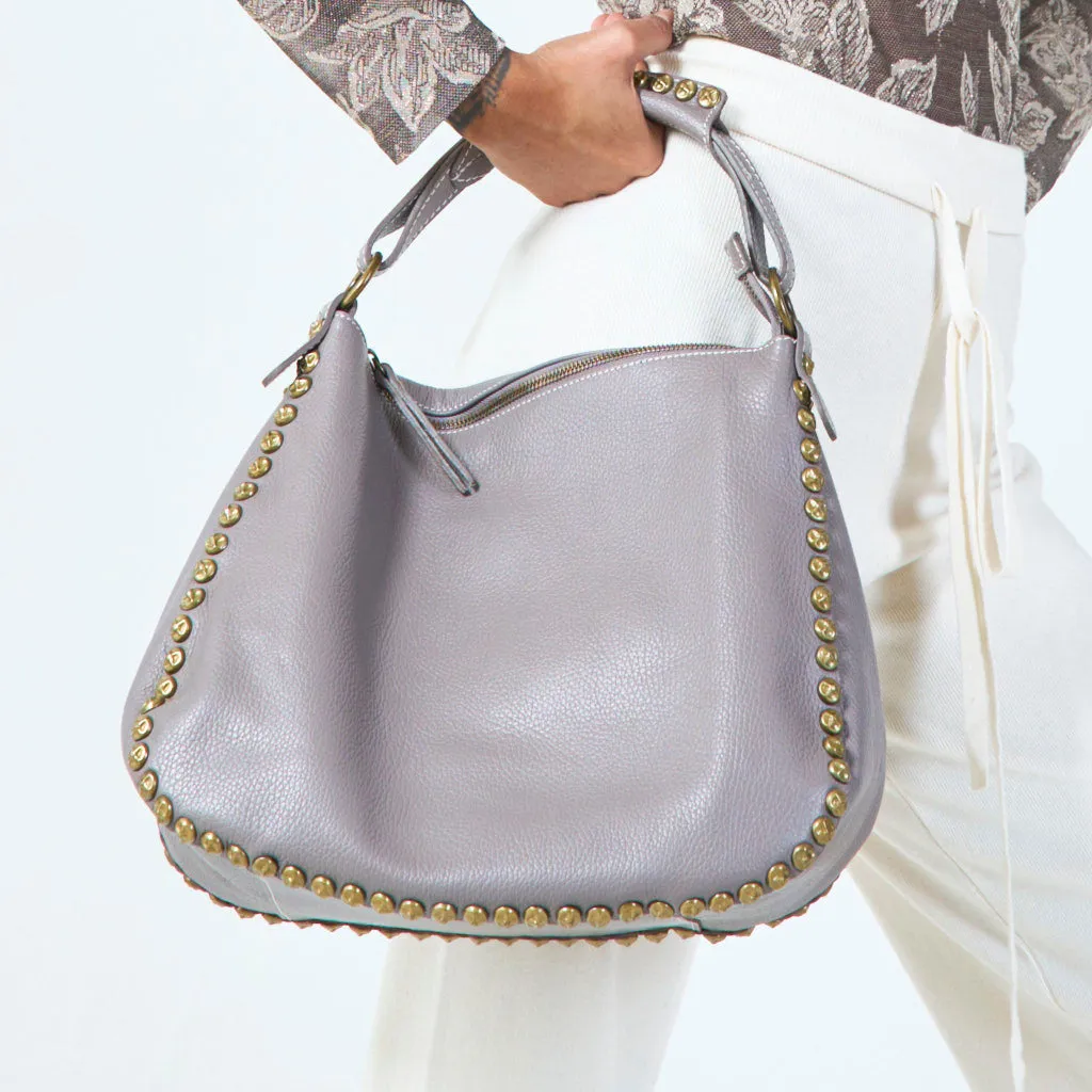 Studded leather tote bag wholesale