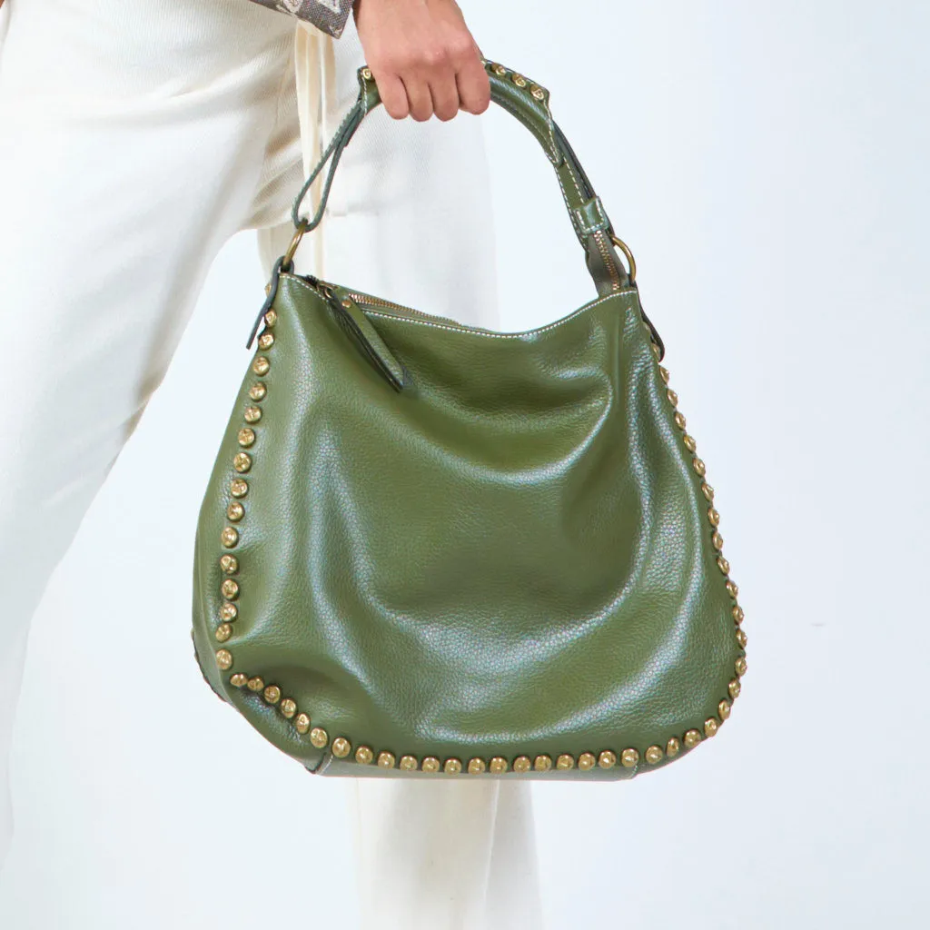 Studded leather tote bag wholesale